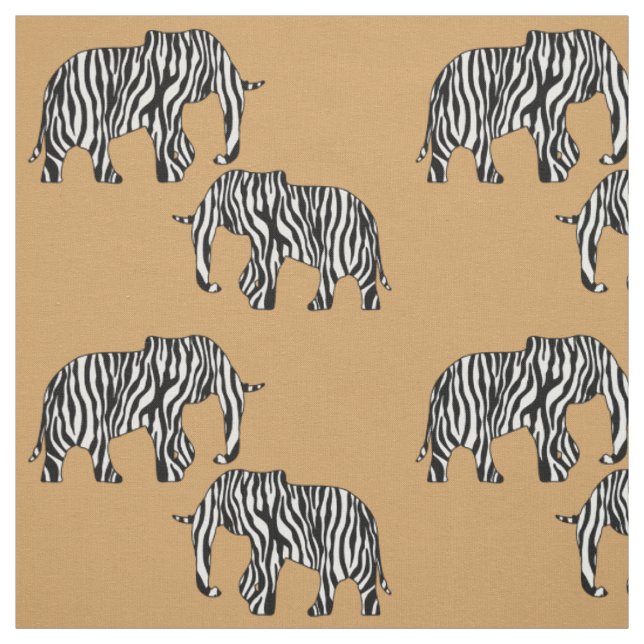 Elephant with Zebra Stripes + your ideas Fabric (Swatch)