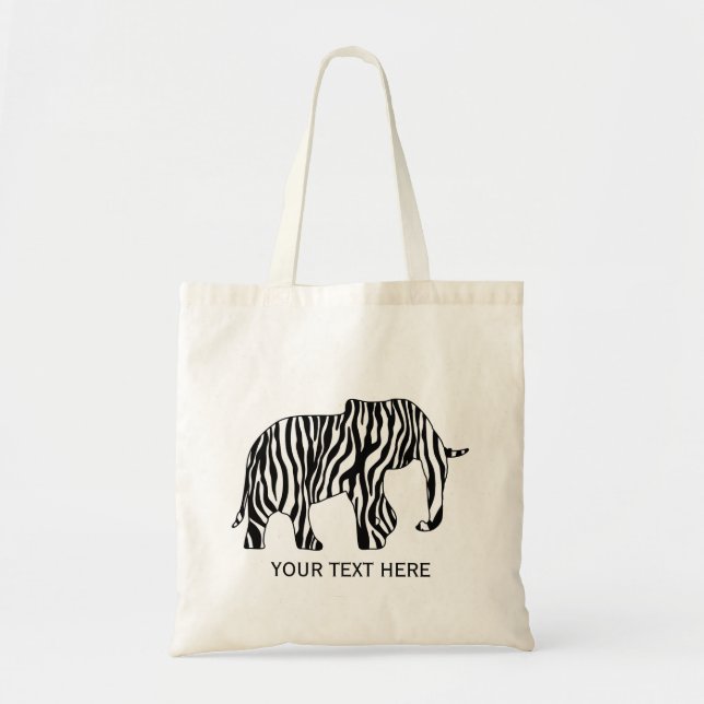 Elephant with Zebra Stripes + your ideas Tote Bag (Front)