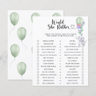 Elephant / Would She Rather Baby Shower Game