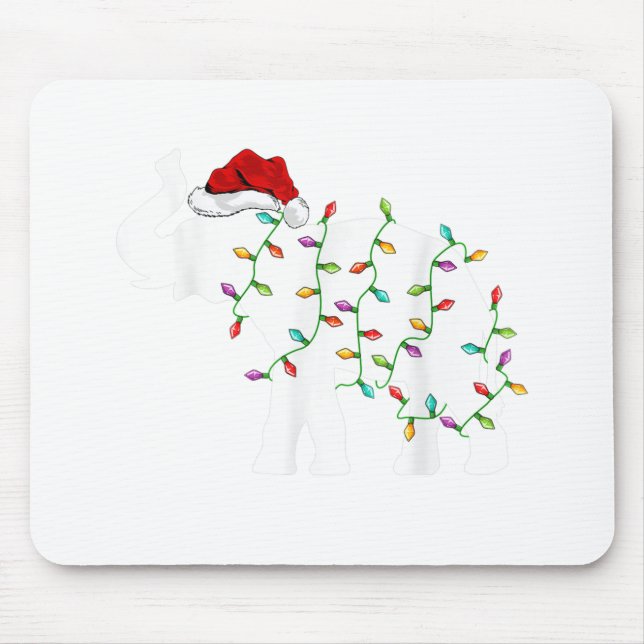 Elephant Xmas Lighting Funny Santa Hat Elephant Ch Mouse Pad (Front)