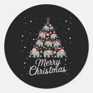 Elephant Xmas Tree Elephant Christmas Tree Marry C Classic Round Sticker