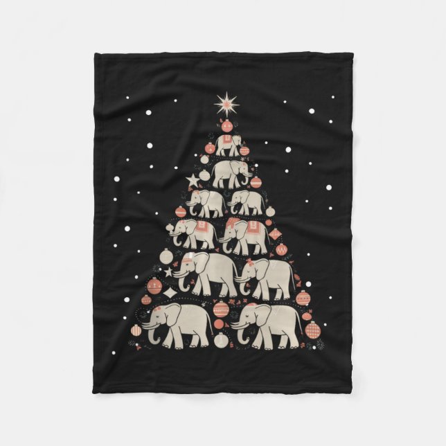 Elephant Xmas Tree Elephant Christmas Tree Marry C Fleece Blanket (Front)