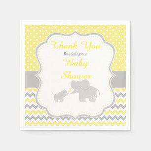 Elephant Yellow and Grey Baby Shower Party Napkin