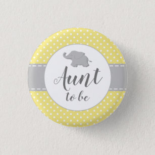 Elephant Yellow Baby Shower Aunt To Be 3 Cm Round Badge