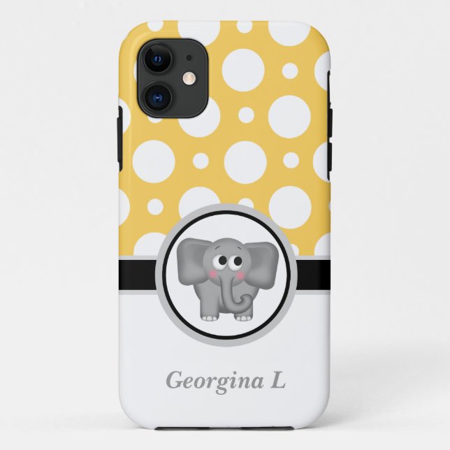 Elephant Yellow & White Polka Dot iPhone 5 Case (Back)