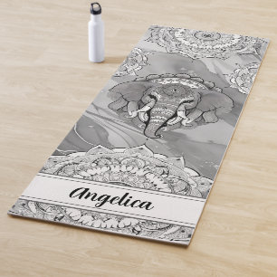Elephant Yoga Mat with Indian Mandala Art
