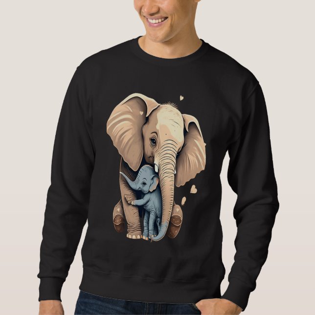 Elephant Zookeeper Elephant Mom Hugging A Child El Sweatshirt (Front)