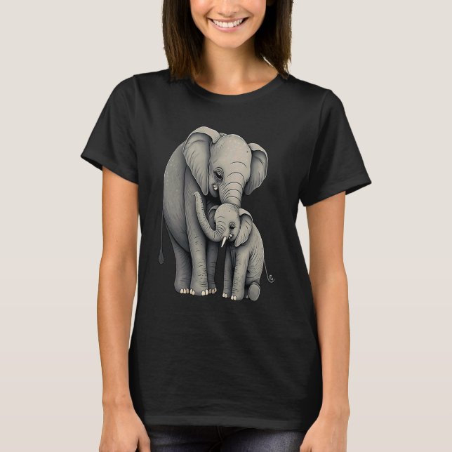 Elephant Zookeeper Elephant Mom Hugging A Child El T-Shirt (Front)