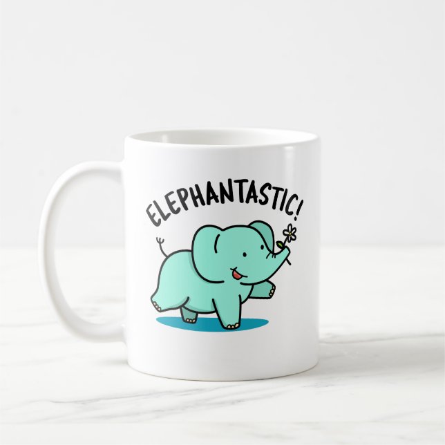 Elephantastic Funny Elephant Pun  Coffee Mug (Left)