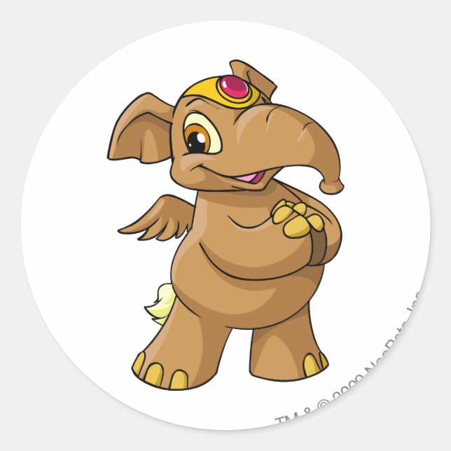 Elephante Brown Classic Round Sticker (Front)