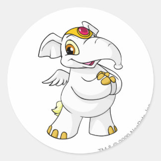 Elephante White Classic Round Sticker