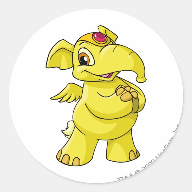 Elephante Yellow Classic Round Sticker (Front)