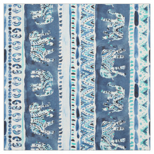 ELEPHANTING Indigo Elephant Tribal Fabric