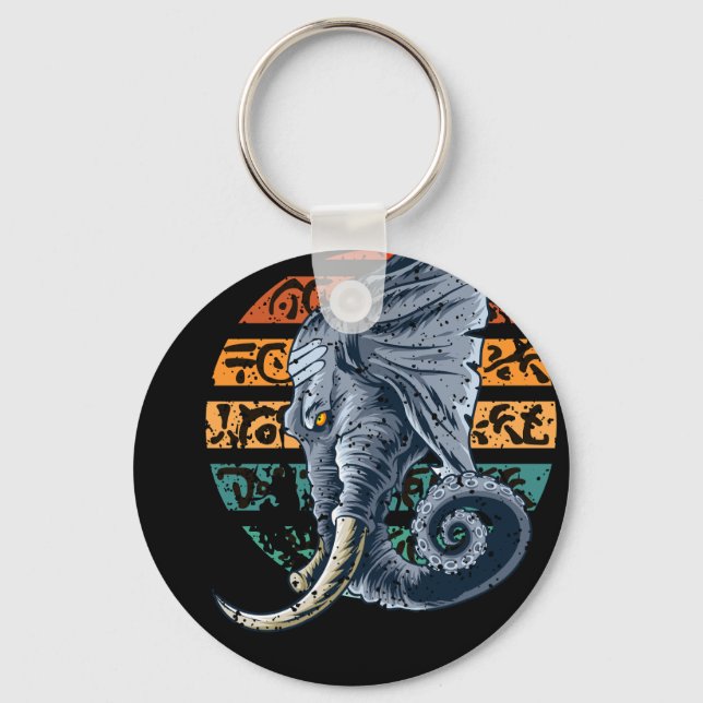 Elephantopus Elephant Tentacle Trunk Lovecraft Key Ring (Front)
