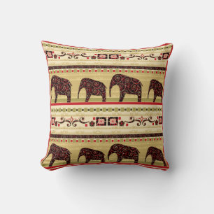 Elephants, African pattern Cushion