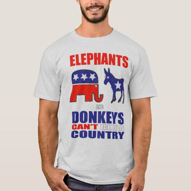 Elephants and Donkeys T-Shirt (Front)