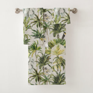 Elephants and Friends Palm Jungle Bath Towel Set