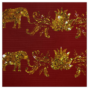 Elephants and Lotus Fabric