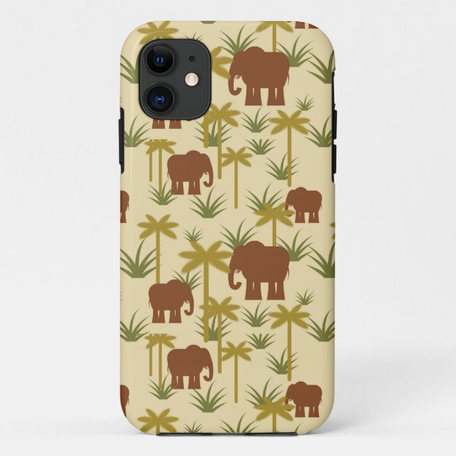 Elephants And Palms In Camouflage Case-Mate iPhone Case (Back)