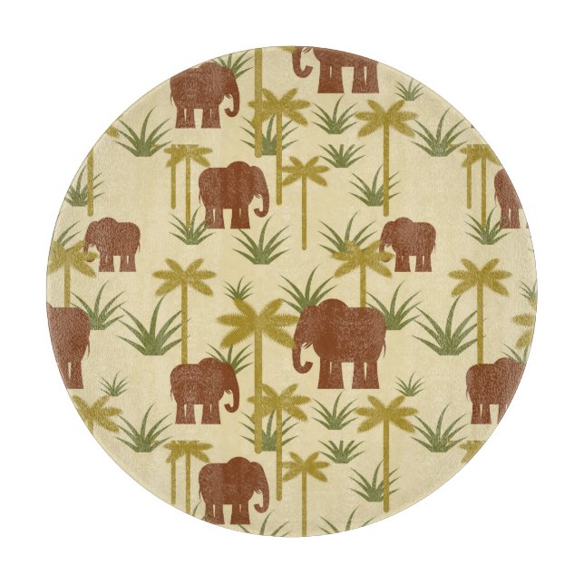 Elephants And Palms In Camouflage Cutting Board (Front)