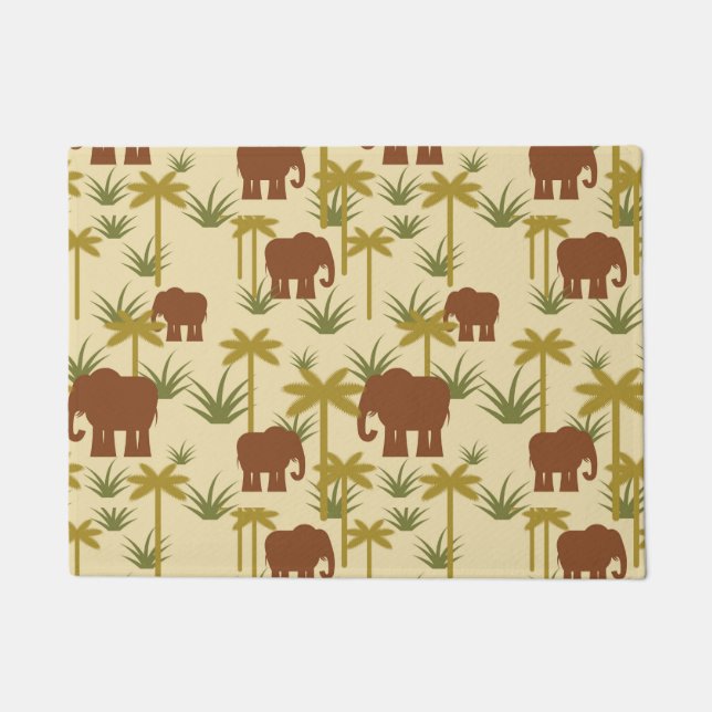 Elephants And Palms In Camouflage Doormat (Front)