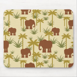Elephants And Palms In Camouflage Mouse Pad
