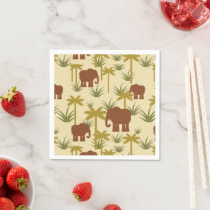 Elephants And Palms In Camouflage Napkin