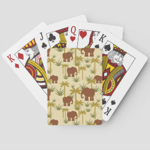 Elephants And Palms In Camouflage Playing Cards