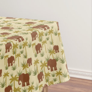 Elephants And Palms In Camouflage Tablecloth
