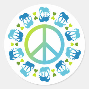 Elephants and Peace Classic Round Sticker