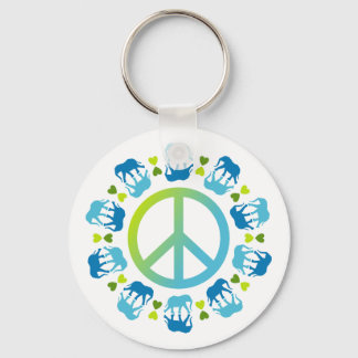 Elephants and Peace Key Ring