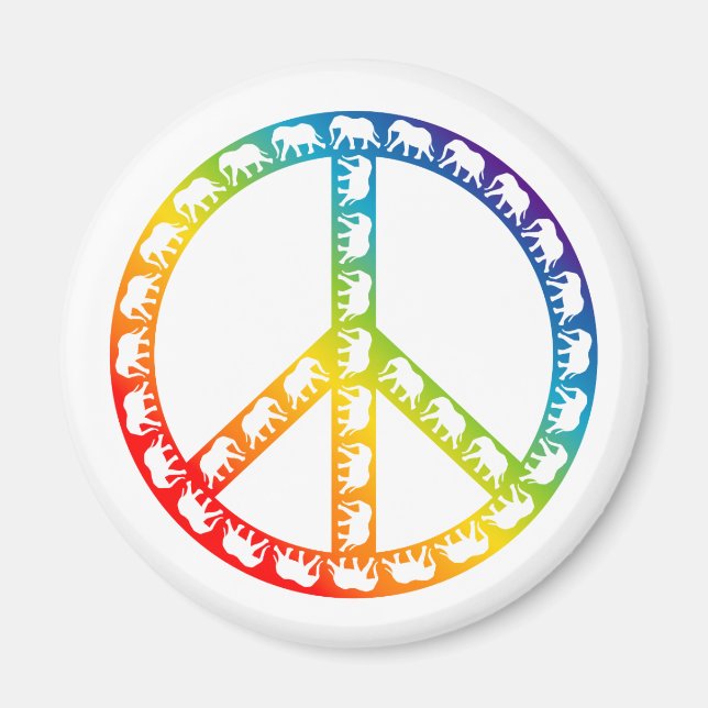 Elephants and Peace Symbol Magnet (Front)