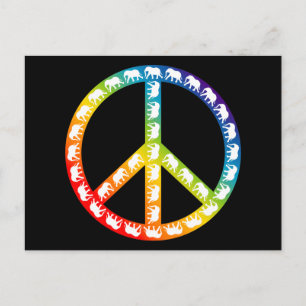 Elephants and Peace Symbol Postcard