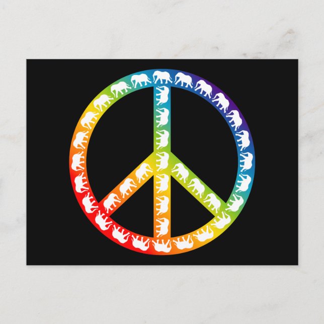 Elephants and Peace Symbol Postcard (Front)