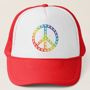 Elephants and Peace Symbol Trucker Hat