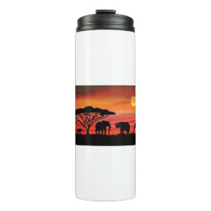 Elephants-and-Sunset- Thermal Tumbler