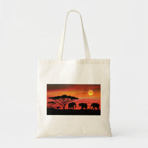 Elephants-and-Sunset- Tote Bag