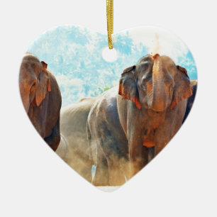 Elephants Animals Safari Destiny Peace Love Ceramic Ornament