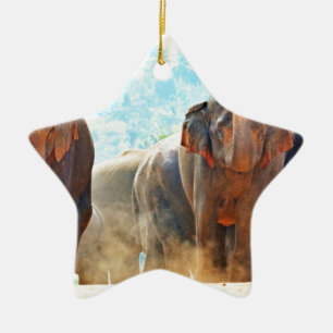 Elephants Animals Safari Destiny Peace Love Ceramic Tree Decoration