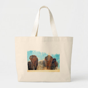 Elephants Animals Safari Destiny Peace Love Large Tote Bag