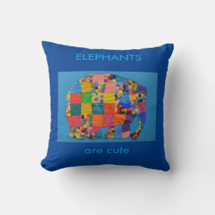 Elephants are Cute blue  Cushion