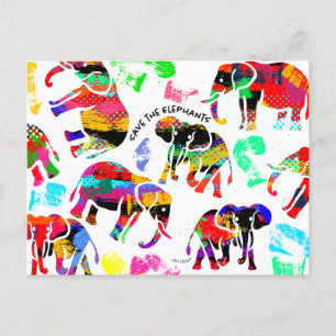 Elephants Art Postcard