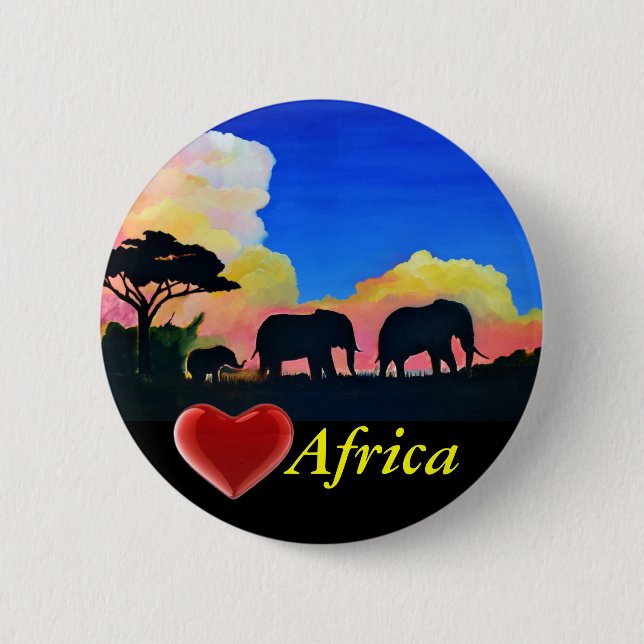 Elephants At Dusk 6 Cm Round Badge (Front)