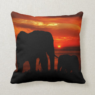 Elephants at Sunset Cushion