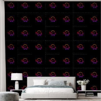 Elephants Baby Animal Patterns Cute Black Pink Wallpaper
