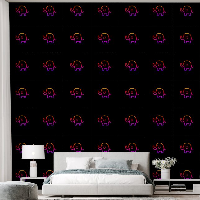 Elephants Baby Animal Patterns Cute Black Pink Wallpaper (Bedroom)