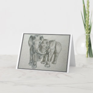 Elephants Blank Greeting Card