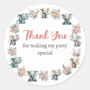 Elephants & Boho Jungle Flowers Birthday Sticker