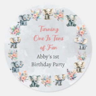 Elephants & Boho Jungle Flowers on Grey Sticker