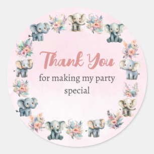 Elephants & Boho Jungle Flowers on Pink Sticker